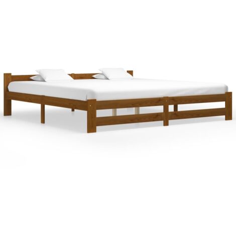 Bed Frame  Honey brown  Solid pine wood, plywood  200x200 cm  Durable vidaXL