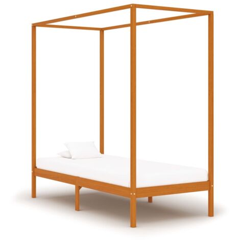 Bed Frame  Honey brown  Solid pine wood  Single  Bed Frame vidaXL