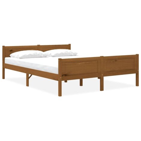 Bed Frame  Honey brown  Solid pinewood, plywood  Double vidaXL
