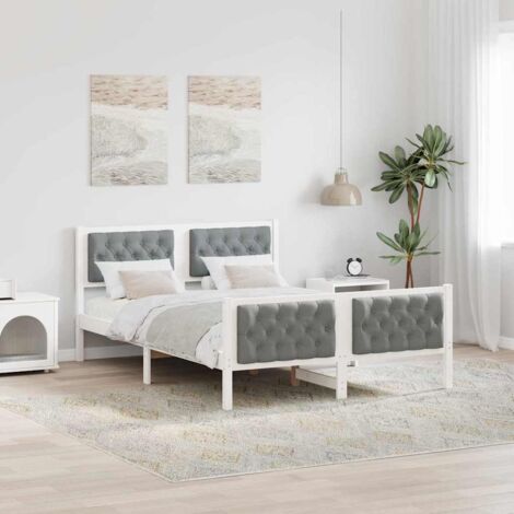 Bed Frame Light Grey 140 x 190 cm Solid Pine Wood vidaXL