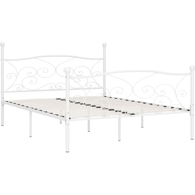 Bed Frame without Mattress with Slatted Base White Metal 180x200 cm Super King Vidaxl