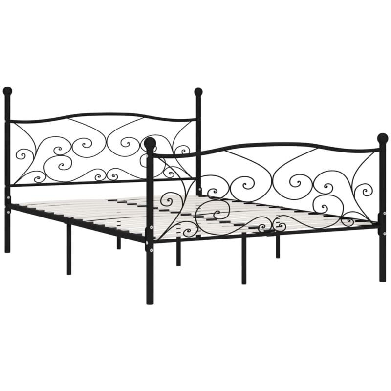 Bed Frame without Mattress with Slatted Base Black Metal 120x200 cm Vidaxl