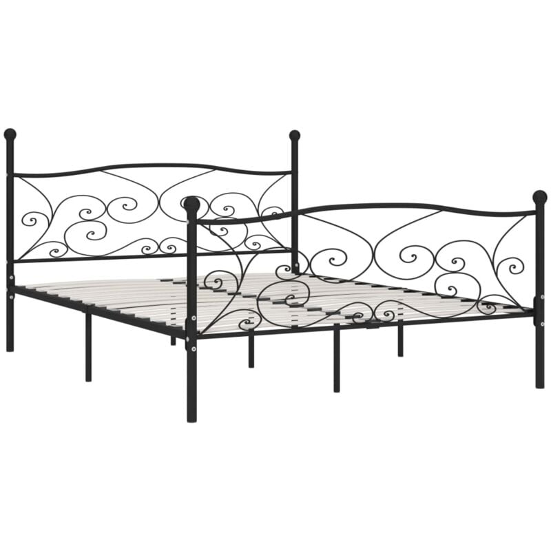 Bed Frame without Mattress with Slatted Base Black Metal 180x200 cm Super King Vidaxl