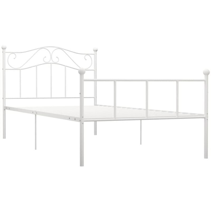 284516 Bed Frame without Mattress White Metal 90x200 cm Vidaxl