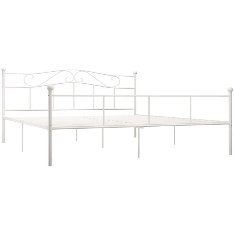 284521 Bed Frame without Mattress White Metal 180x200 cm Super King vidaXL