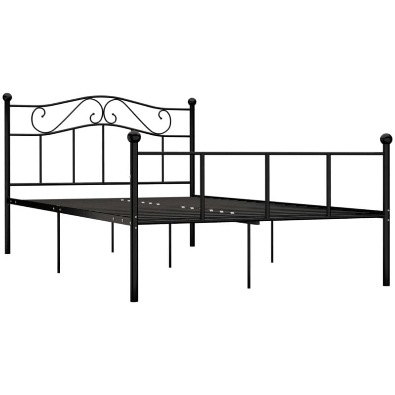 284526 Bed Frame without Mattress Black Metal 140x200 cm Vidaxl