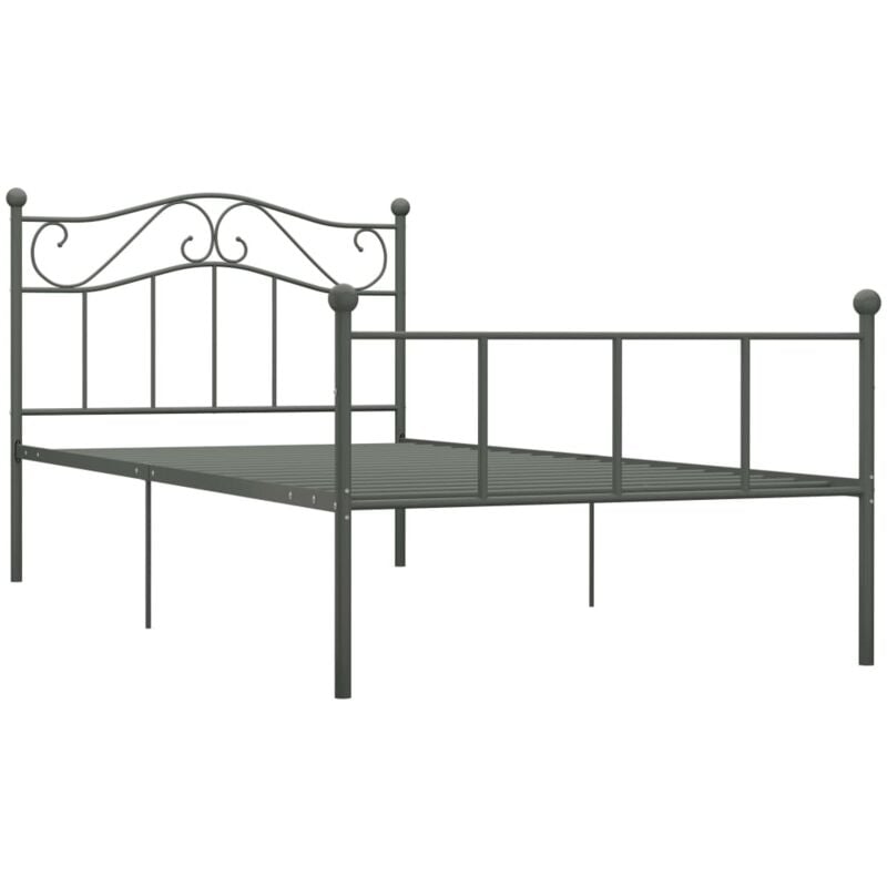 284530 Bed Frame without Mattress Grey Metal 90x200 cm vidaXL