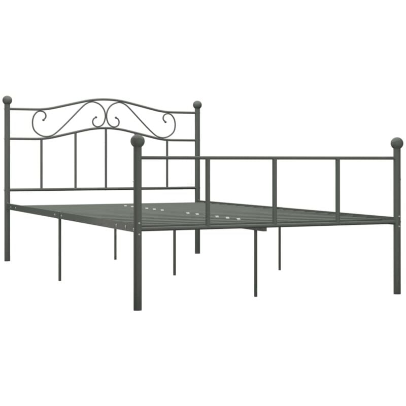 284532 Bed Frame without Mattress Grey Metal 120x200 cm Vidaxl