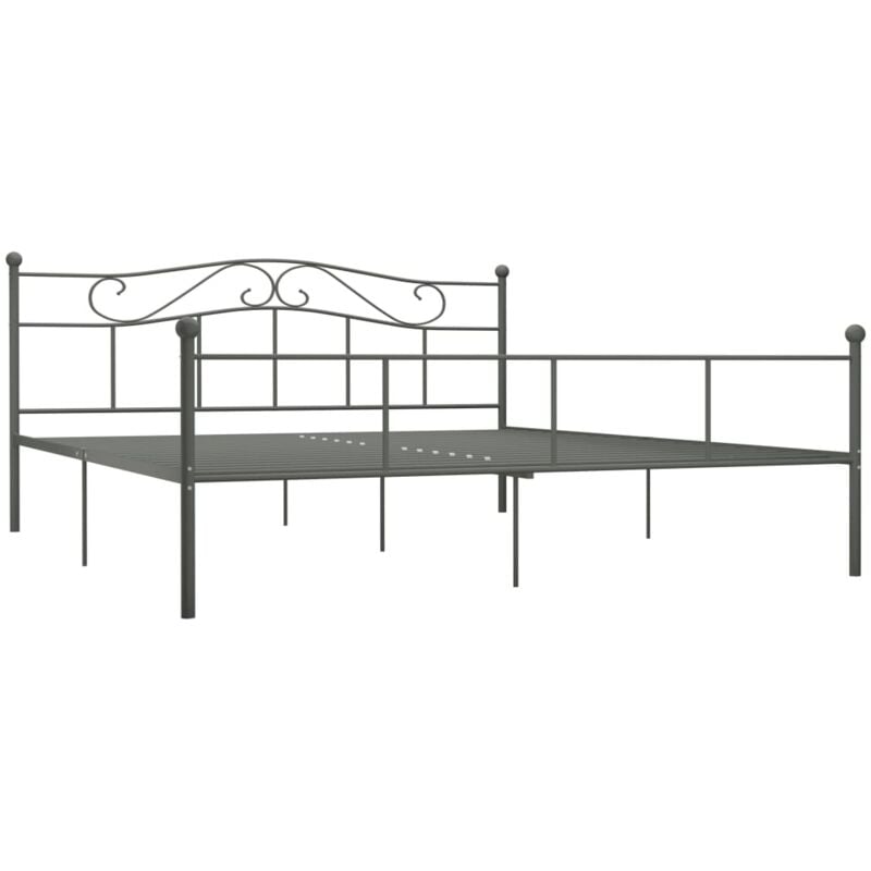 284535 Bed Frame without Mattress Grey Metal 180x200 cm Super King vidaXL