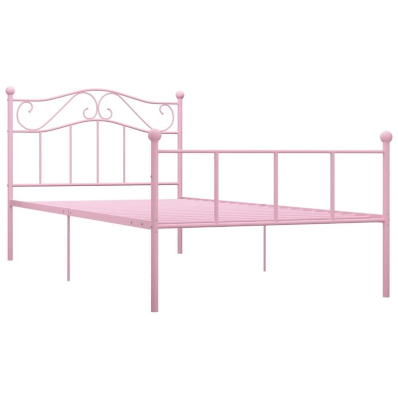 284537 Bed Frame without Mattress Pink Metal 90x200 cm Vidaxl