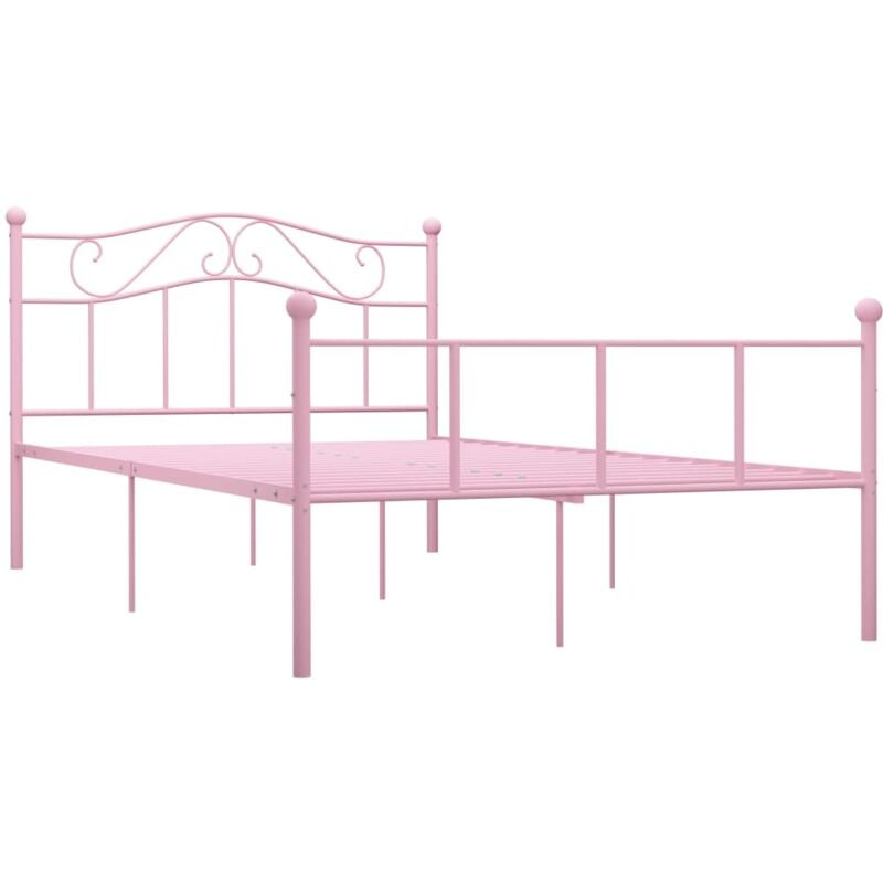 284541 Bed Frame without Mattress Pink Metal 160x200 cm Vidaxl