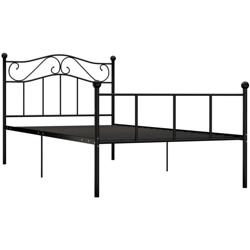 284524 Bed Frame without Mattress Black Metal 100x200 cm vidaXL