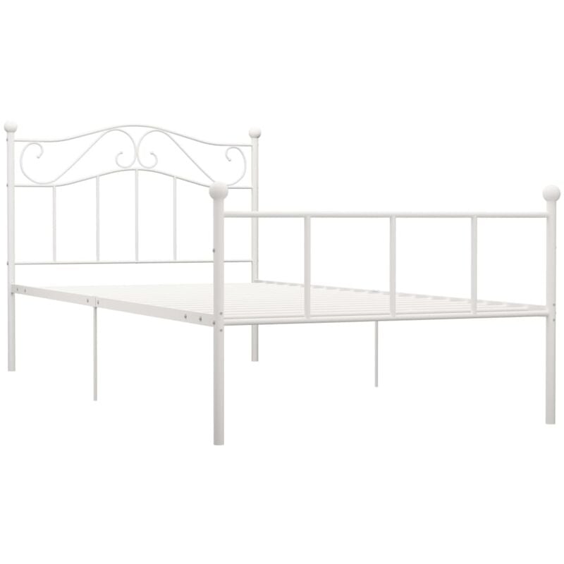 284517 Bed Frame without Mattress White Metal 100x200 cm Vidaxl