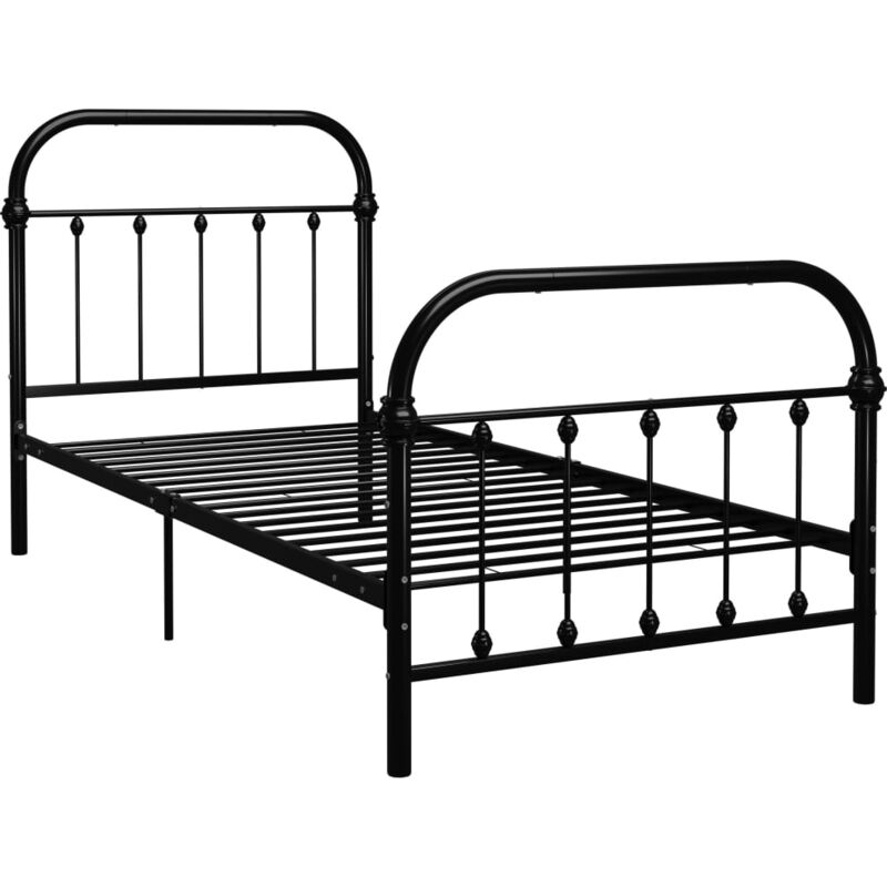284498 Bed Frame without Mattress Black Metal 90x200 cm Vidaxl