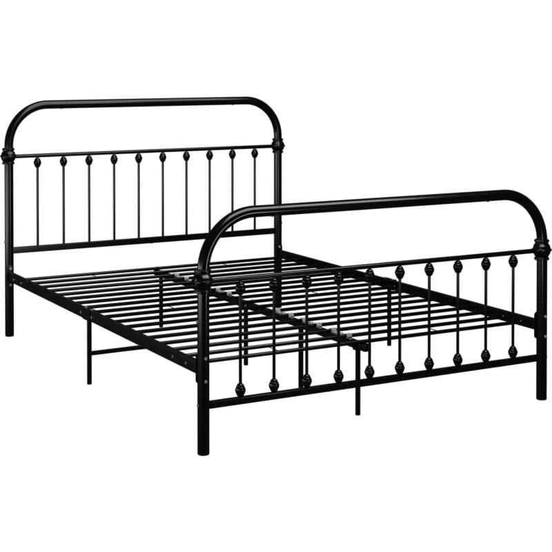 Bed Frame without Mattress with Headboard Black 140x200 cm Metal Vidaxl