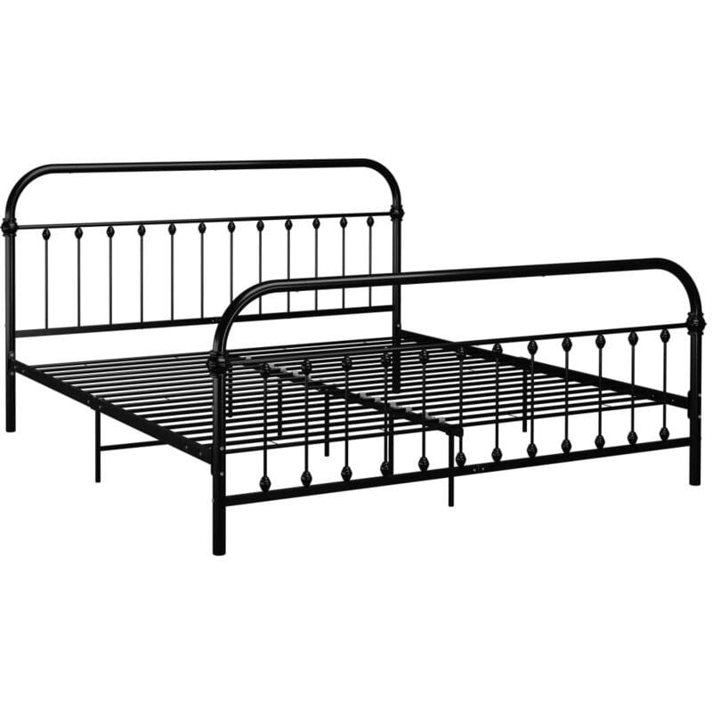 Bed Frame without Mattress with Headboard Black 180x200 cm Super King Metal Vidaxl