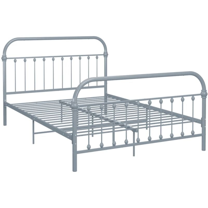 284506 Bed Frame without Mattress Grey Metal 120x200 cm Vidaxl