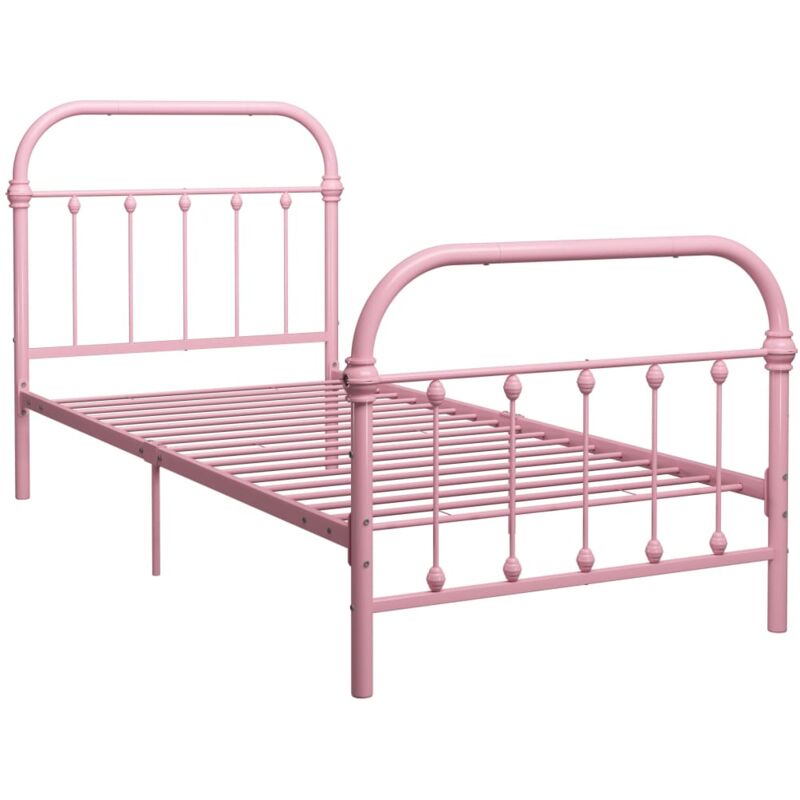 284510 Bed Frame without Mattress Pink Metal 90x200 cm Vidaxl