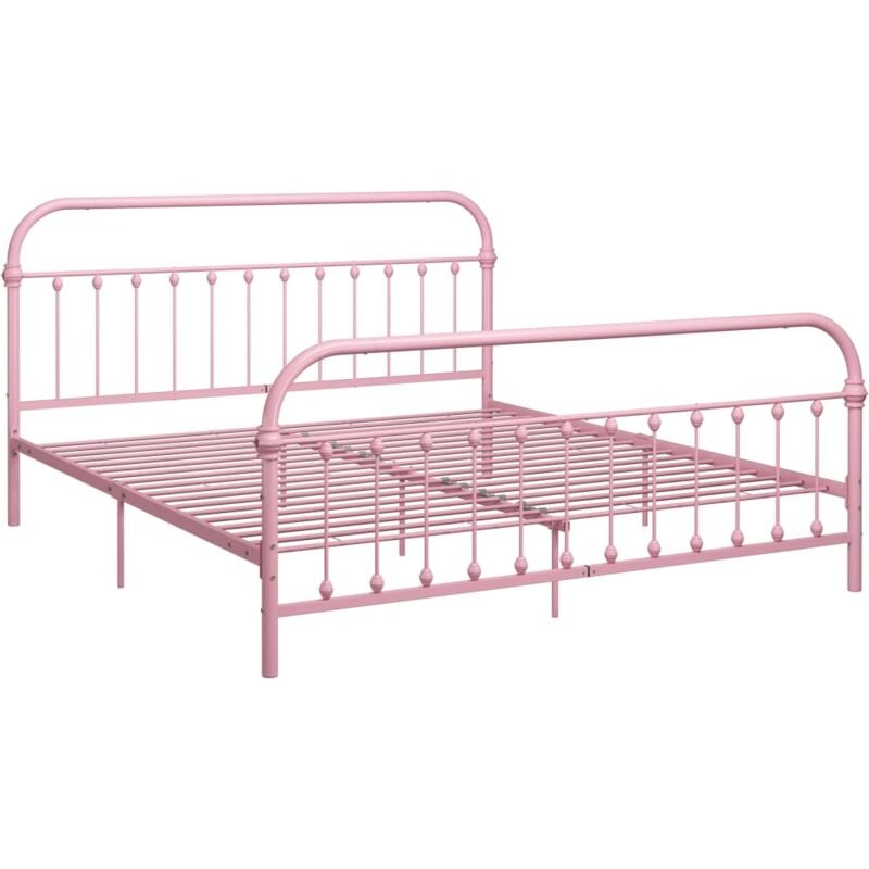 284515 Bed Frame without Mattress Pink Metal 180x200 cm Super King Vidaxl