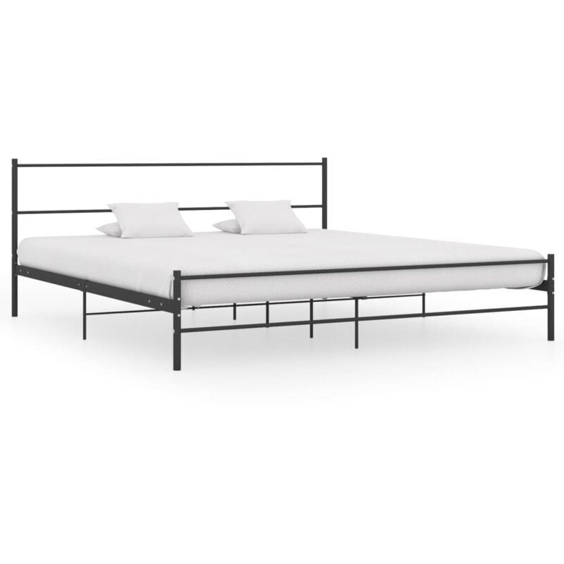 284688 Bed Frame Without Mattress Black Metal 180x200 Cm Super King Vidaxl