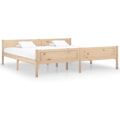 Bed Frame  Natural Pine  Solid pinewood, plywood slats  Double vidaXL