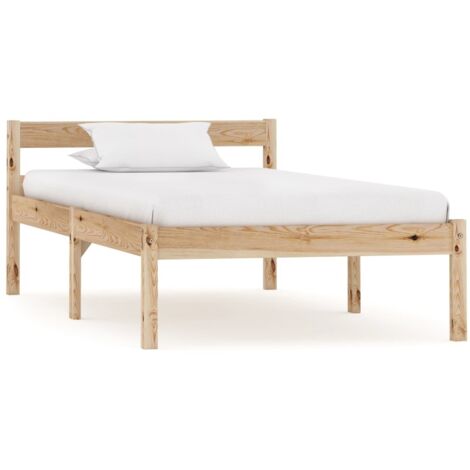 Bed Frame  Natural  Solid pine wood and plywood  Single  Durable vidaXL