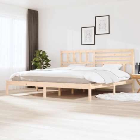 Bed Frame  Natural Wood  Solid Pine Wood  200 x 200 cm  Lovely Design vidaXL