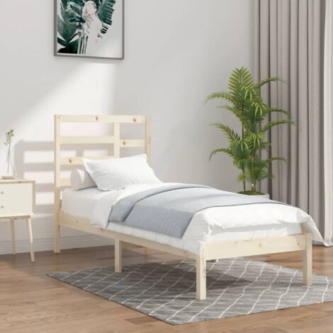 Bed Frame  Natural wood  Solid pine wood, Plywood  Single  Bed Frame vidaXL