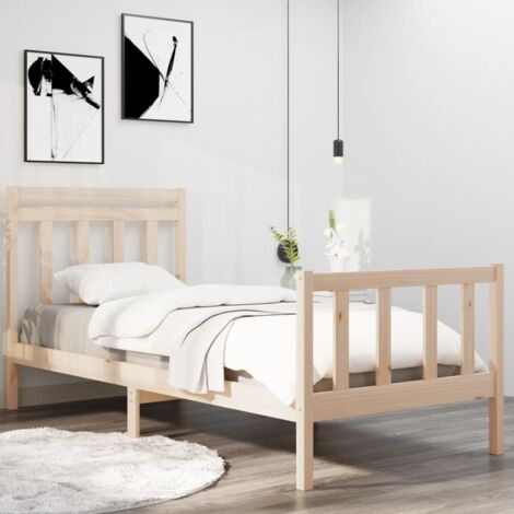Bed Frame  Natural Wood  Solid Pine Wood  Single  Bed Frame vidaXL