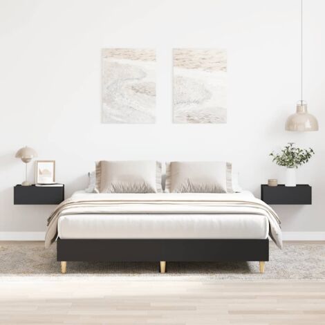 Bed Frame No Mattress Black 140x200 cm Engineered Wood vidaXL