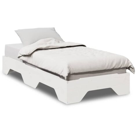 Bed Frame No Mattress Stackable White 80x200 cm Solid Wood vidaXL