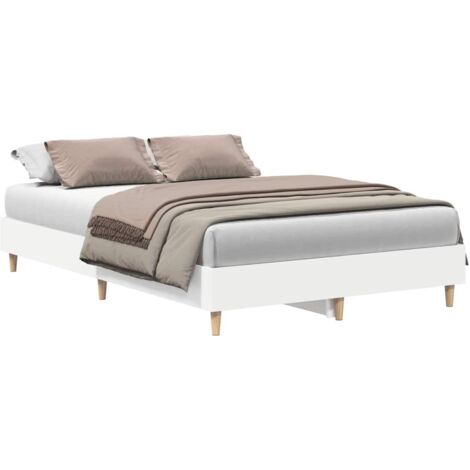 Bed Frame No Mattress White 135x190 cm Double Engineered Wood vidaXL