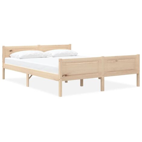 Bed Frame  Pine  Solid pinewood, plywood  Double  Bed Frame vidaXL