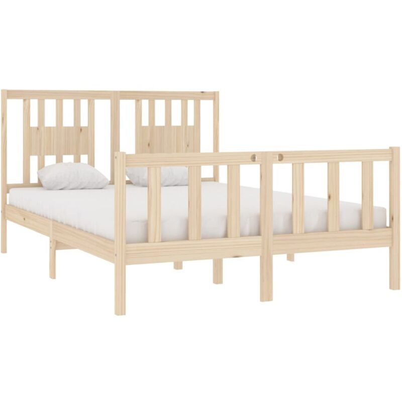 Bed Frame Without Mattress 135X190 Cm Double Solid Wood Vidaxl