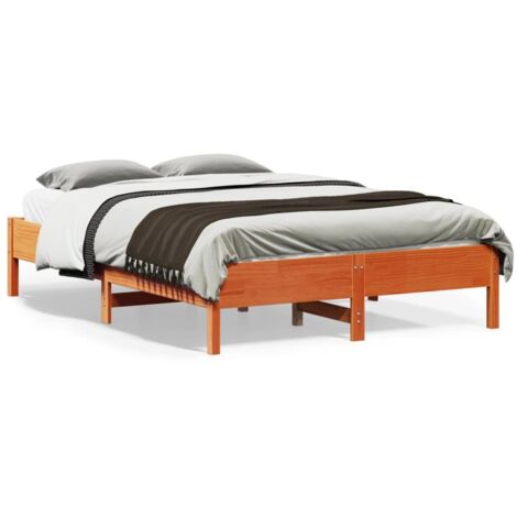 Bed Frame  Wax Brown  Solid Pine Wood  Double  Heavy Weight Endurance vidaXL