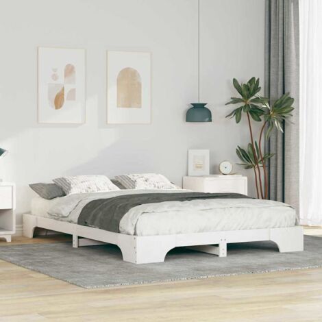 Bed Frame White 140 x 220 cm Solid Pine Wood vidaXL