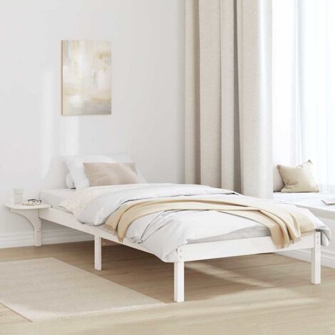Bed Frame White 75 x 190 cm Solid Pine Wood vidaXL