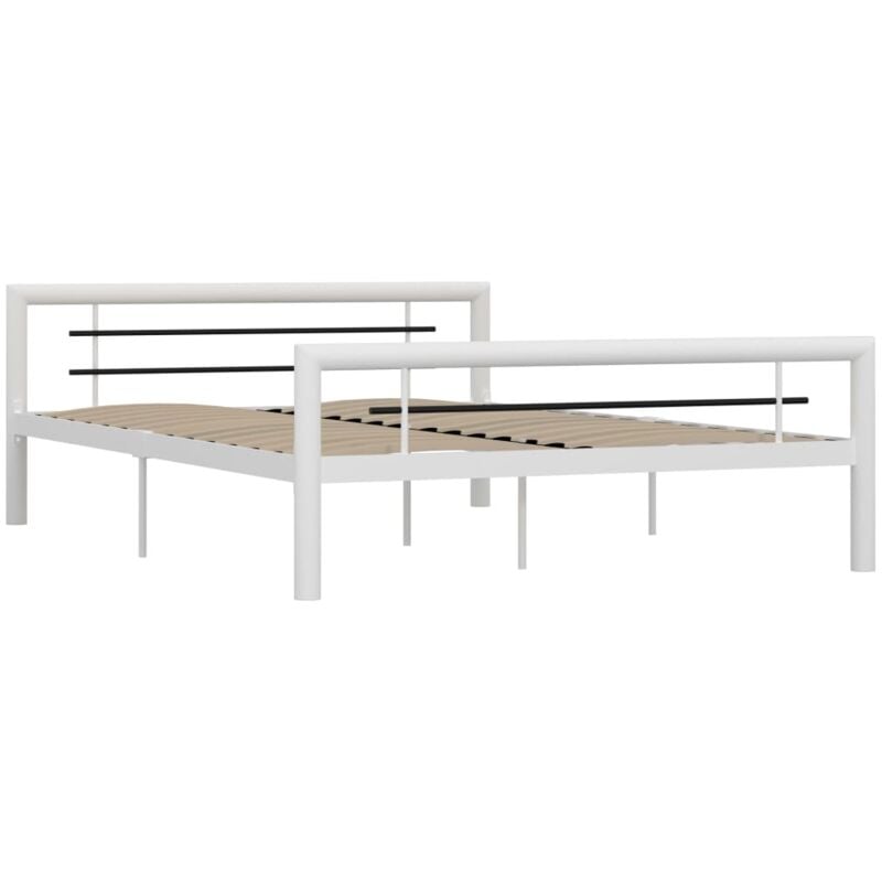 Bed Frame without Mattress White and Black Metal 120x200 cm vidaXL