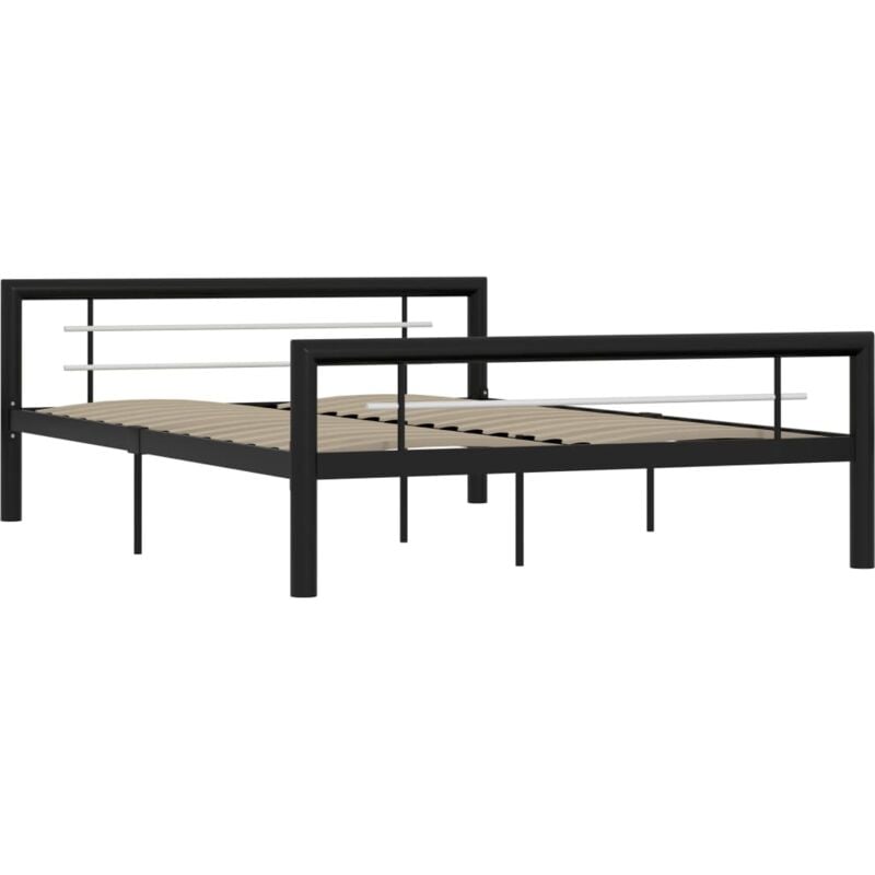 Bed Frame without Mattress Black and White Metal 120x200 cm Vidaxl