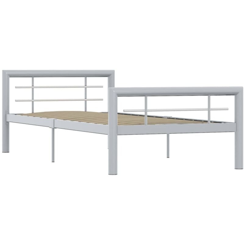 Bed Frame without Mattress Grey and White Metal 90x200 cm Vidaxl