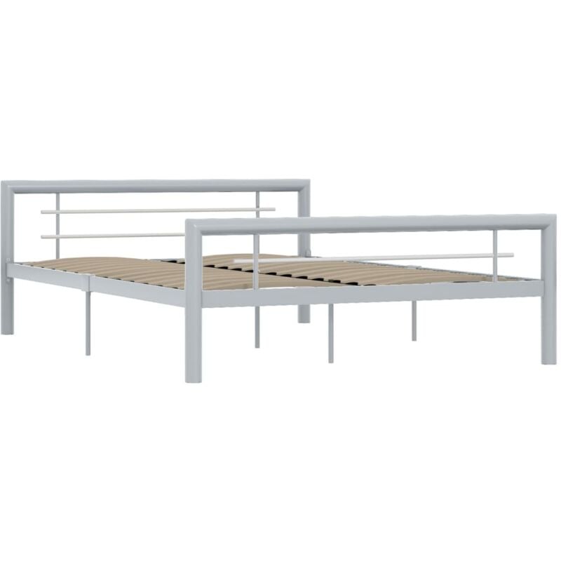 Bed Frame without Mattress Grey and White Metal 120x200 cm Vidaxl