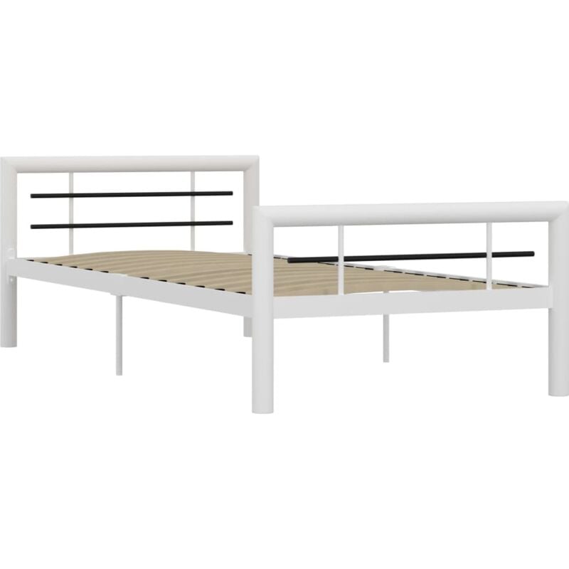 Bed Frame without Mattress White and Black Metal 100x200 cm Vidaxl