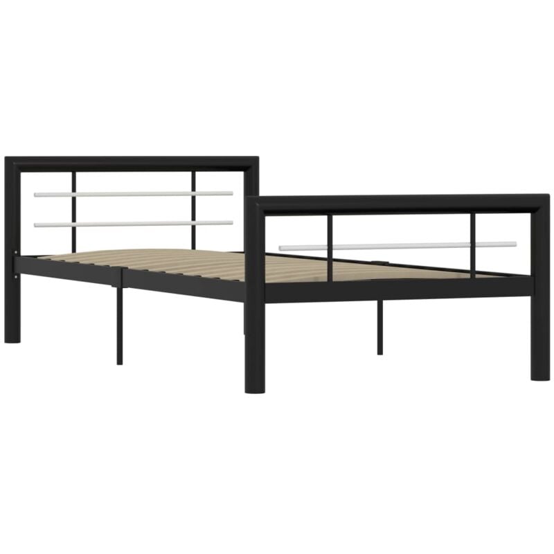 Bed Frame without Mattress Black and White Metal 90x200 cm Vidaxl