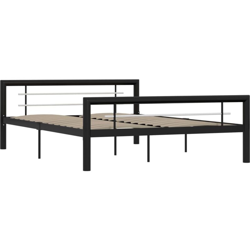 Vidaxl - Bed Frame without Mattress Black and White Metal 140x200 cm