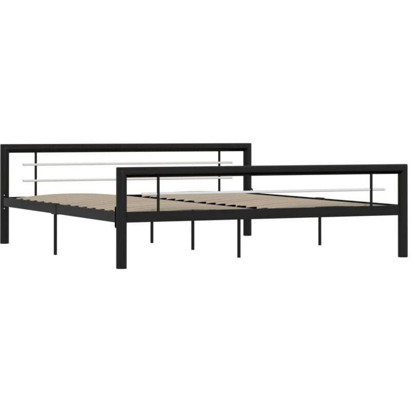 Bed Frame without Mattress Black and White Metal 180x200 cm Super King Vidaxl