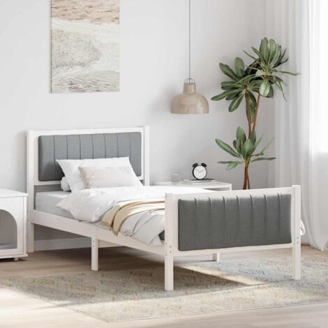 Bed frame White and light grey 90 x 200 cm Solid pine wood vidaXL