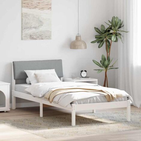 Bed frame White and light grey 90 x 200 cm Solid pine wood vidaXL