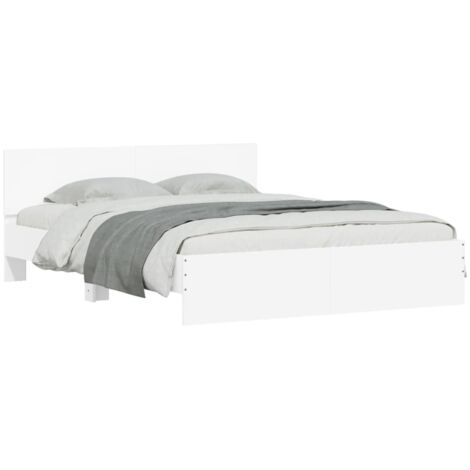 Bed Frame  White  Engineered wood  Double  Bed Frame  Rectangular vidaXL