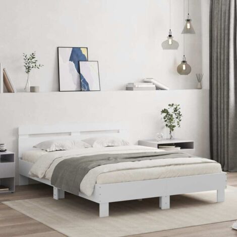 Bed Frame  White  Engineered wood  King Size   Durable   Bed Frame vidaXL