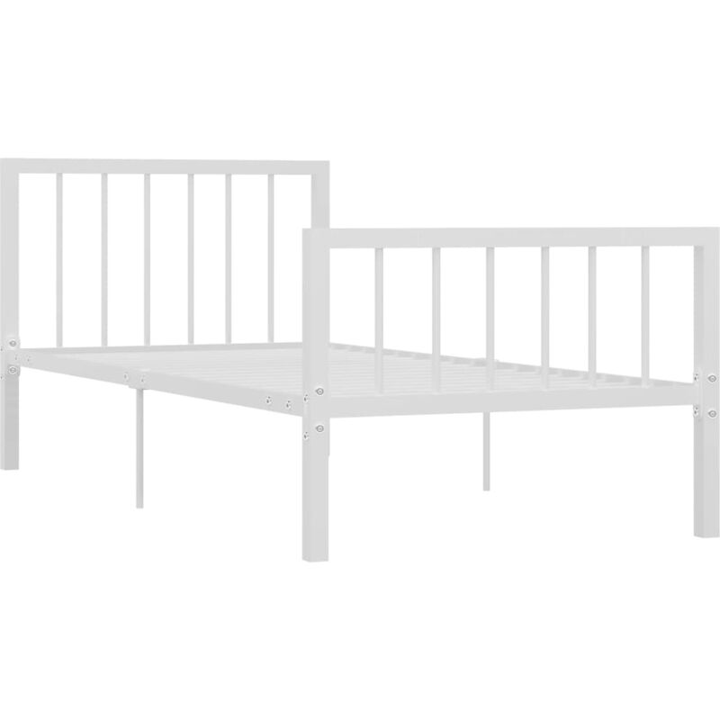 284562 Bed Frame without Mattress White Metal 90x200 cm Vidaxl